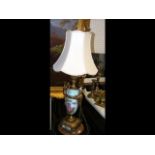 A French porcelain and gilt table lamp - H42cm