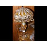 An amber overlay glass table lamp