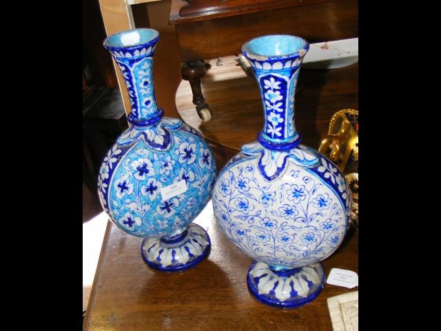 A pair of Iznik style pottery vases - H36cm