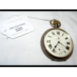 A gents silver cased pocket watch with second hand