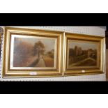 A pair of antique oils on canvas - Island scenes -