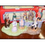 A complete boxed set of eight Bunnykins Robin Hood figures wi