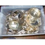 A large quantity of assorted plated ware including