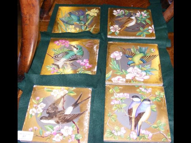 A set of six decorative hand painted Minton bird t