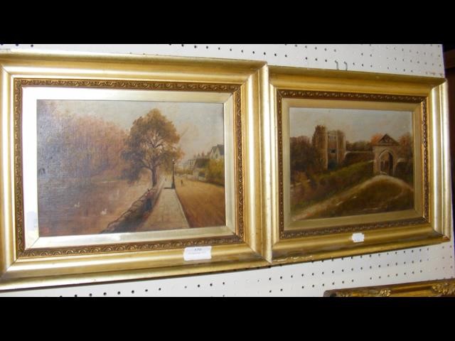 A pair of antique oils on canvas - Island scenes - - Image 2 of 2