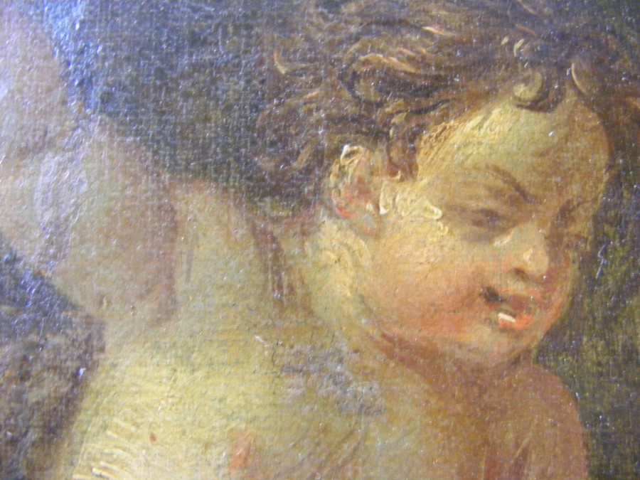 Oil on canvas - cherubs playing - 34cm x 90cm - Image 5 of 8