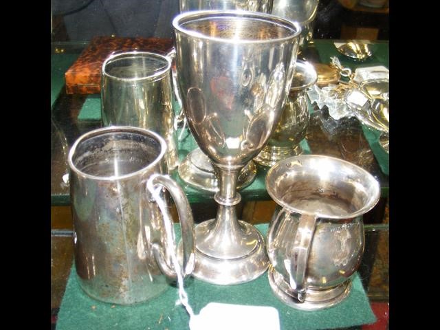 Miniature silver tankard, together with one other