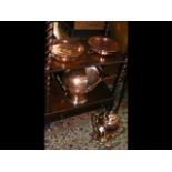 A 19th century copper spirit kettle, together with