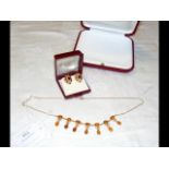 A lady's elegant seed pearl and orange stone neckl