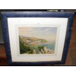 Watercolour of Ventnor seafront, showing the pier