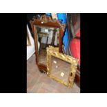 Decorative gilt framed antique wall mirror, togeth