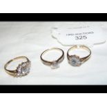 A lady's 9ct gold dress ring, together with two ot