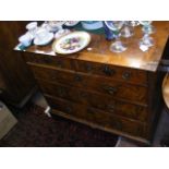 Georgian walnut chest of two short and three long