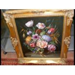 S EVANS - oil on canvas still life in gilt frame -