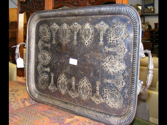 Victorian Sheffield silver plated two handled tray