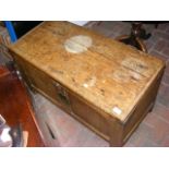 A small pine antique blanket chest
