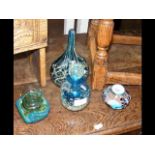A Mdina glass vase, together with two others and a