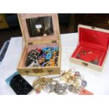 Selection of costume jewellery contained in two bo