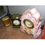 Ceramic clock, oriental clock and one other