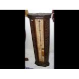 Antique Admiral Fitzroy barometer in carved oak ca
