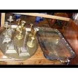 A large two handled silver plated serving tray, to