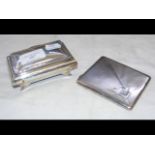 Silver cigarette case, a rectangular silver casket