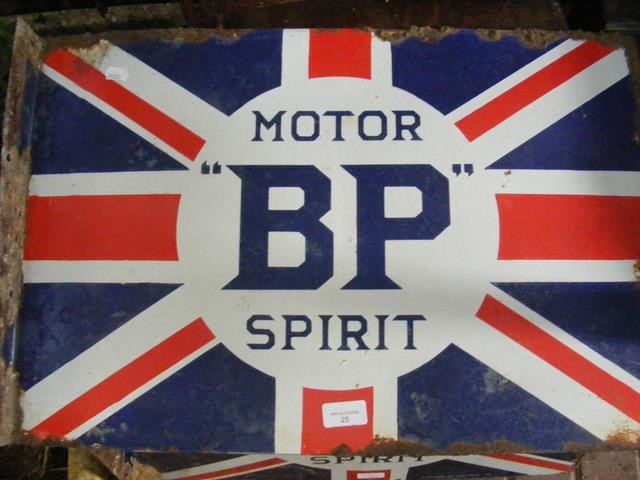 An old enamel sign - BP Motor Spirit - 41cm x 61cm