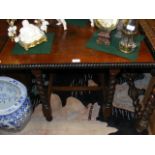 Antique square occasional table on barley twist su