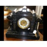 Victorian striking marble and slate mantel clock -
