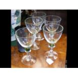 A set of five Isle of Wight Glass goblets - signed