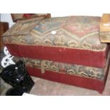 Two Victorian ottomans with embroidery to top - le