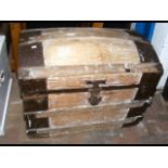 A metal bound dome topped trunk - width 80cm