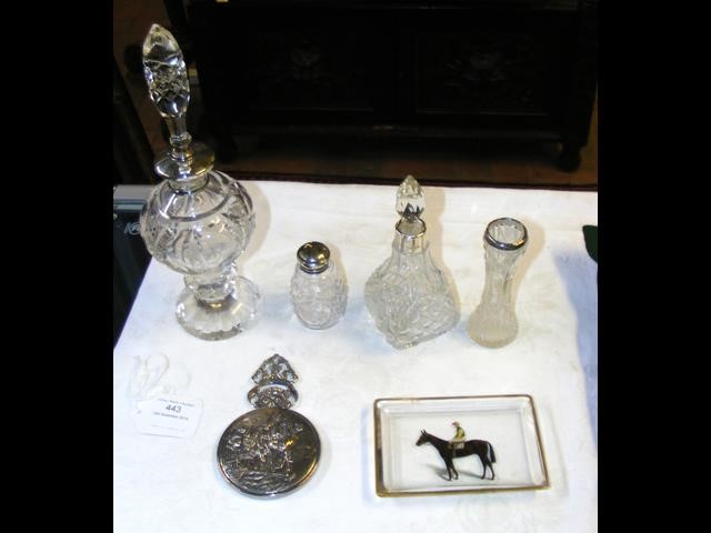 Scent bottles with silver mounts, mirror, etc.