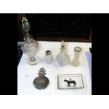 Scent bottles with silver mounts, mirror, etc.