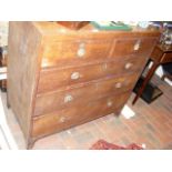 A 19th century mahogany chest of two short and thr