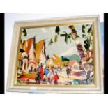 DEAKINS - abstract painting of figures - framed -