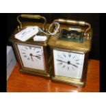 A brass cased carriage clock and one other