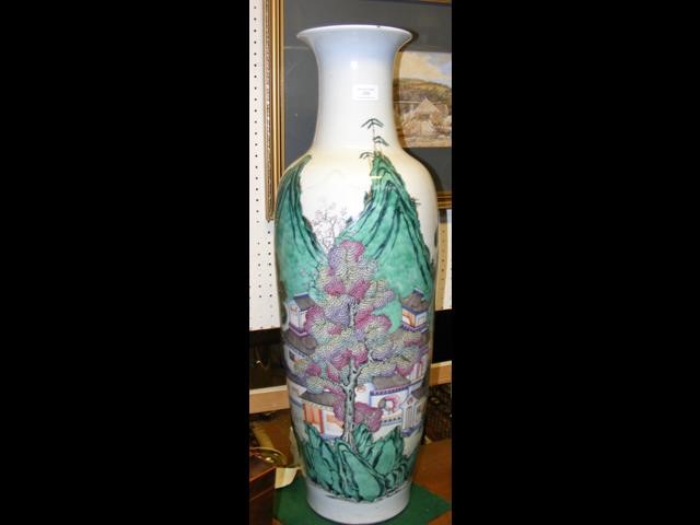 Oriental floor vase with garden and mountain decor - Image 24 of 24