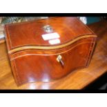 Serpentine fronted antique tea caddy