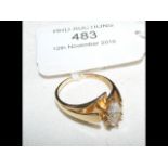 A 14ct gold ring with oval stone mount