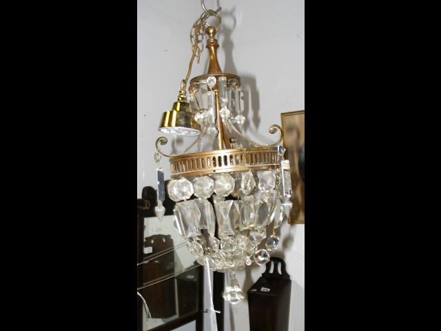 An early 20th century cut glass ceiling light