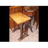 A Victorian walnut 'trumpet' worktable, together w