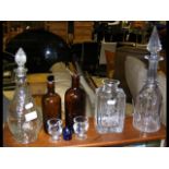 Cut glass decanters, etc.