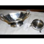 Silver two handled bonbon dish with London hallmar