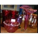 Selection of cranberry glassware