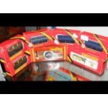 Various boxed Hornby coaches, loco