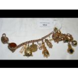 A 9ct gold charm bracelet - 66g all in