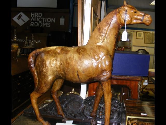 A Liberty style leather model horse - 70cm high