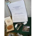 Railway memorabilia, including GWR wooden whistle,