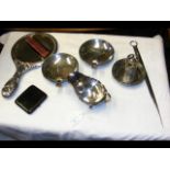 Silver sauce boat, dressing table mirror, etc.